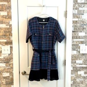 Venus Tweed and Pleated Skirt Dress